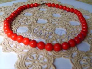 korale czerwone z tworzywa - Folk,Etno -70 cm
