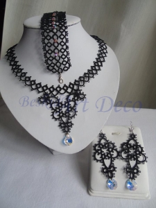 Frywolitkowy autorski komplet biżuterii -WYJĄTKOWY