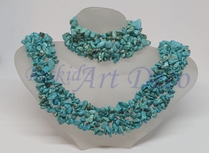 Naszyjnik z sieczki turkusowej + bransoletka