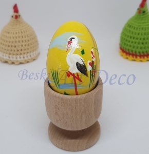 Bocian - Jajka (Pisanki) drewniane ręcznie malowane