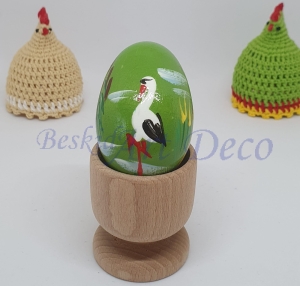 Bocian - Jajka (Pisanki) drewniane ręcznie malowane