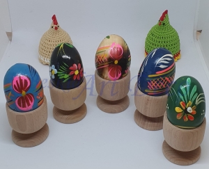 Motyw kwiatowy - Jajka (Pisanki) drewniane ręcznie malowane