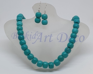 Turkus naturalny baryłki- naszyjnik