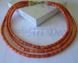 Koral naturalny  3 sznury pomarańcz