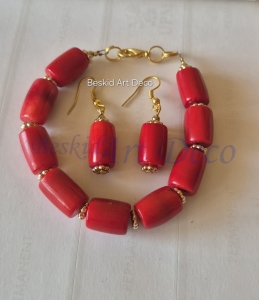 Bransoletka i kolczyki  koral 