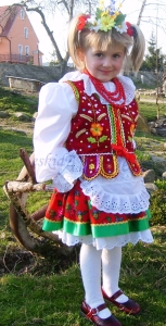 Strój krakowski dziecięcy -czerwony-kompletny  2-4 lata