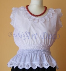 Bluzka z haftem i  gumkami w pasie ,FOLK, ludowa rozm. S-M