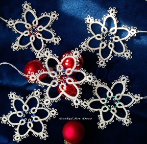 Gwiazdki frywolitkowe sześcioramienne