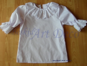 Bluzka biała z haftem dziecięca- dowolna długość rękawa