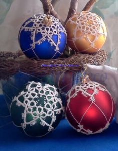 Bombki koronka czółenkowa-frywolitka